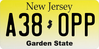 NJ license plate A38OPP