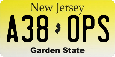 NJ license plate A38OPS