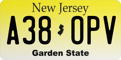 NJ license plate A38OPV