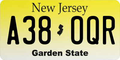 NJ license plate A38OQR