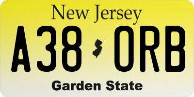 NJ license plate A38ORB