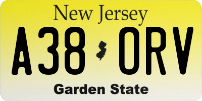 NJ license plate A38ORV