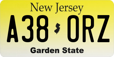 NJ license plate A38ORZ