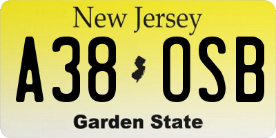 NJ license plate A38OSB
