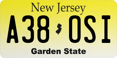 NJ license plate A38OSI