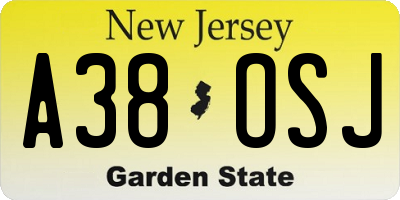 NJ license plate A38OSJ