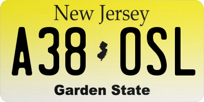 NJ license plate A38OSL