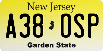 NJ license plate A38OSP