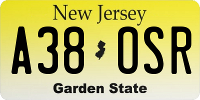 NJ license plate A38OSR