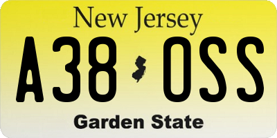 NJ license plate A38OSS
