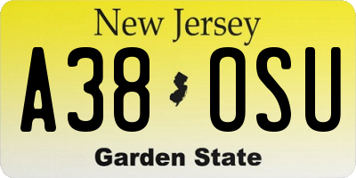 NJ license plate A38OSU