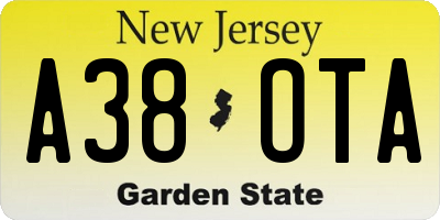 NJ license plate A38OTA