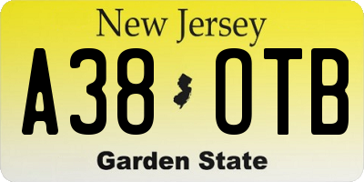 NJ license plate A38OTB
