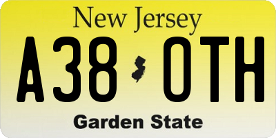 NJ license plate A38OTH