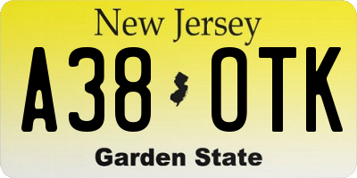 NJ license plate A38OTK