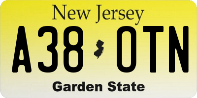 NJ license plate A38OTN