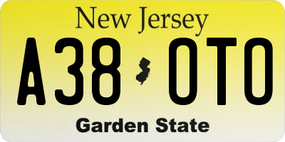 NJ license plate A38OTO