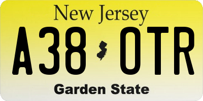 NJ license plate A38OTR