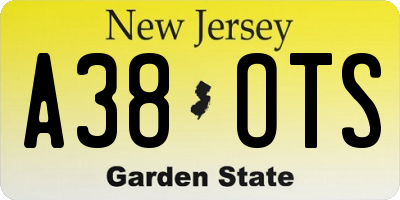 NJ license plate A38OTS