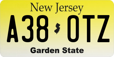 NJ license plate A38OTZ