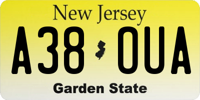 NJ license plate A38OUA