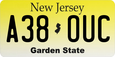 NJ license plate A38OUC