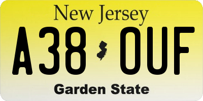 NJ license plate A38OUF
