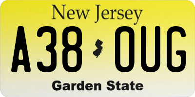 NJ license plate A38OUG