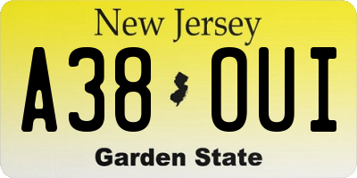 NJ license plate A38OUI