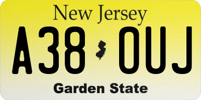 NJ license plate A38OUJ