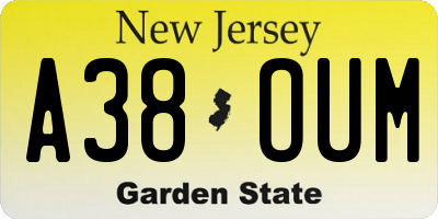 NJ license plate A38OUM