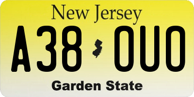 NJ license plate A38OUO