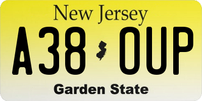 NJ license plate A38OUP