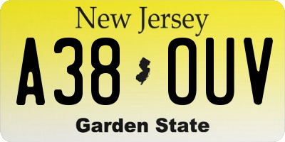NJ license plate A38OUV