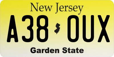 NJ license plate A38OUX