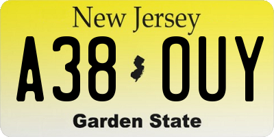 NJ license plate A38OUY