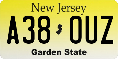 NJ license plate A38OUZ