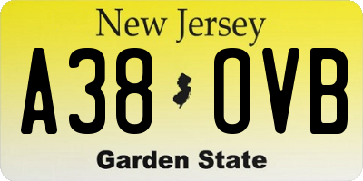 NJ license plate A38OVB