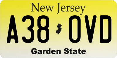 NJ license plate A38OVD