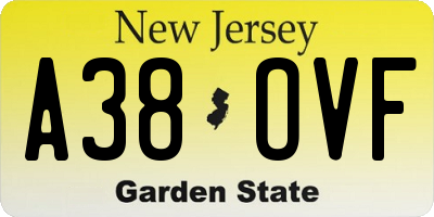 NJ license plate A38OVF