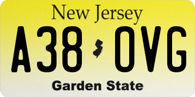 NJ license plate A38OVG