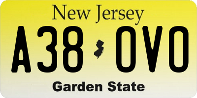 NJ license plate A38OVO