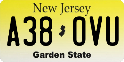 NJ license plate A38OVU