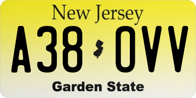 NJ license plate A38OVV