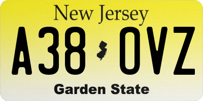 NJ license plate A38OVZ