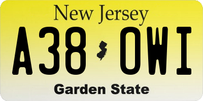 NJ license plate A38OWI