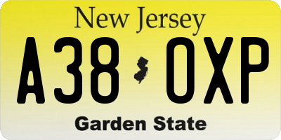 NJ license plate A38OXP