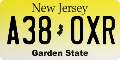 NJ license plate A38OXR