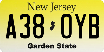 NJ license plate A38OYB