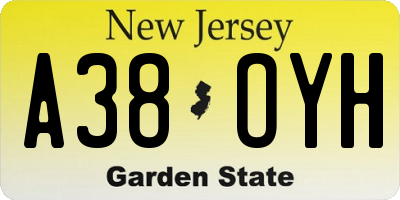 NJ license plate A38OYH